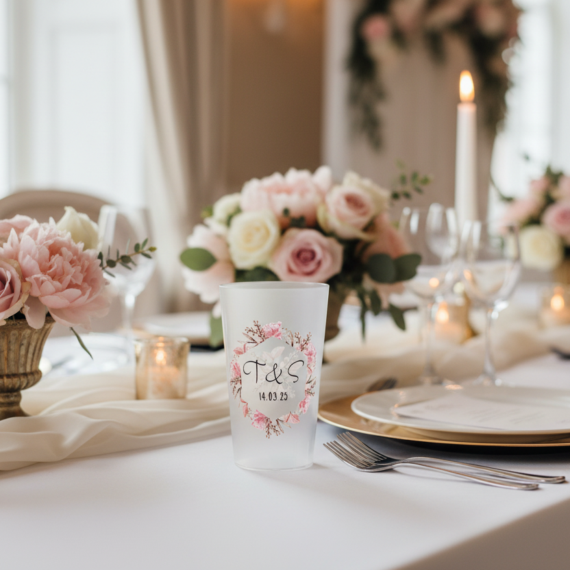 gobelet personnalise mariage rose