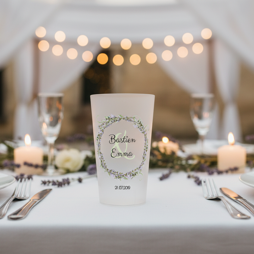 gobelet personnalise mariage lavande