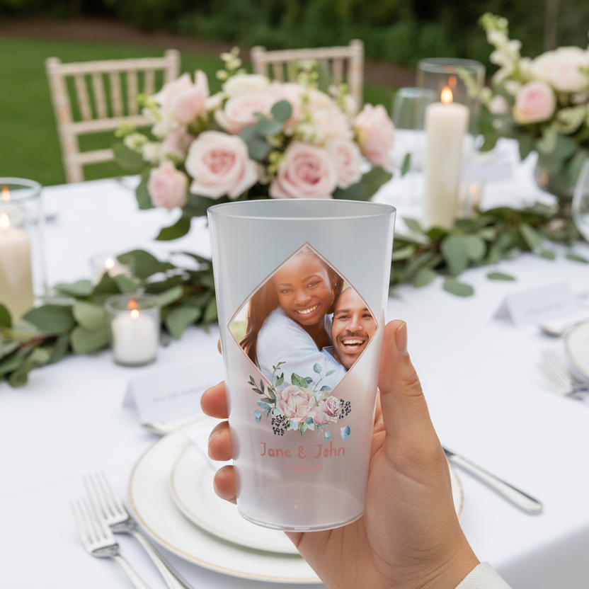 gobelet personnalise mariage losange & photo ambiance