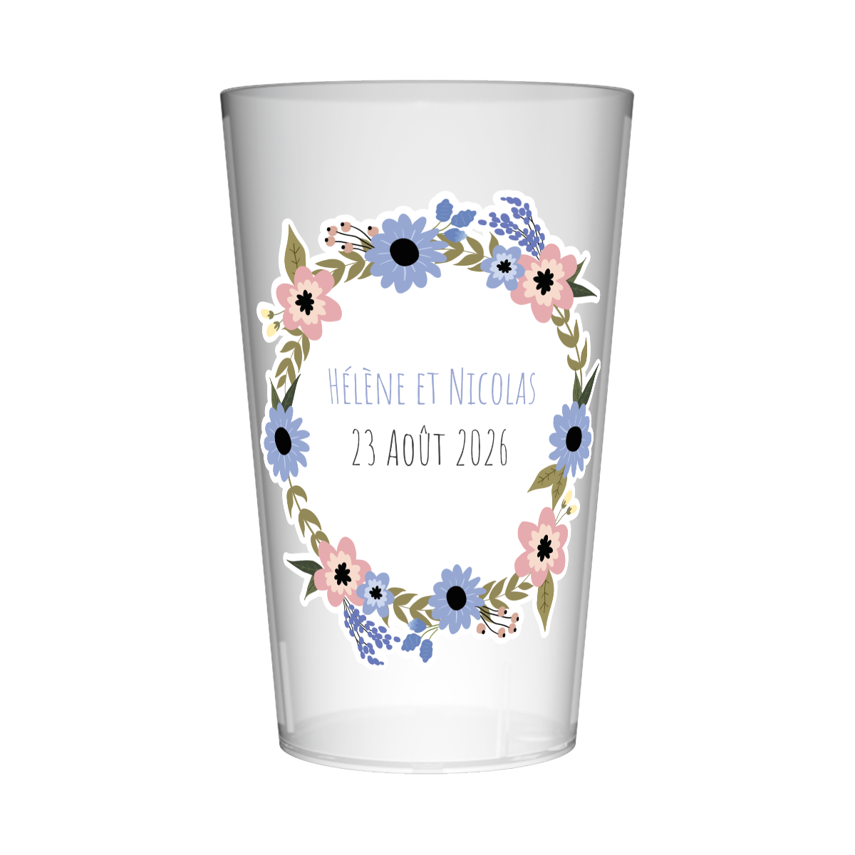 Gobelet personnalisé Mariage Etiquette Fleurie