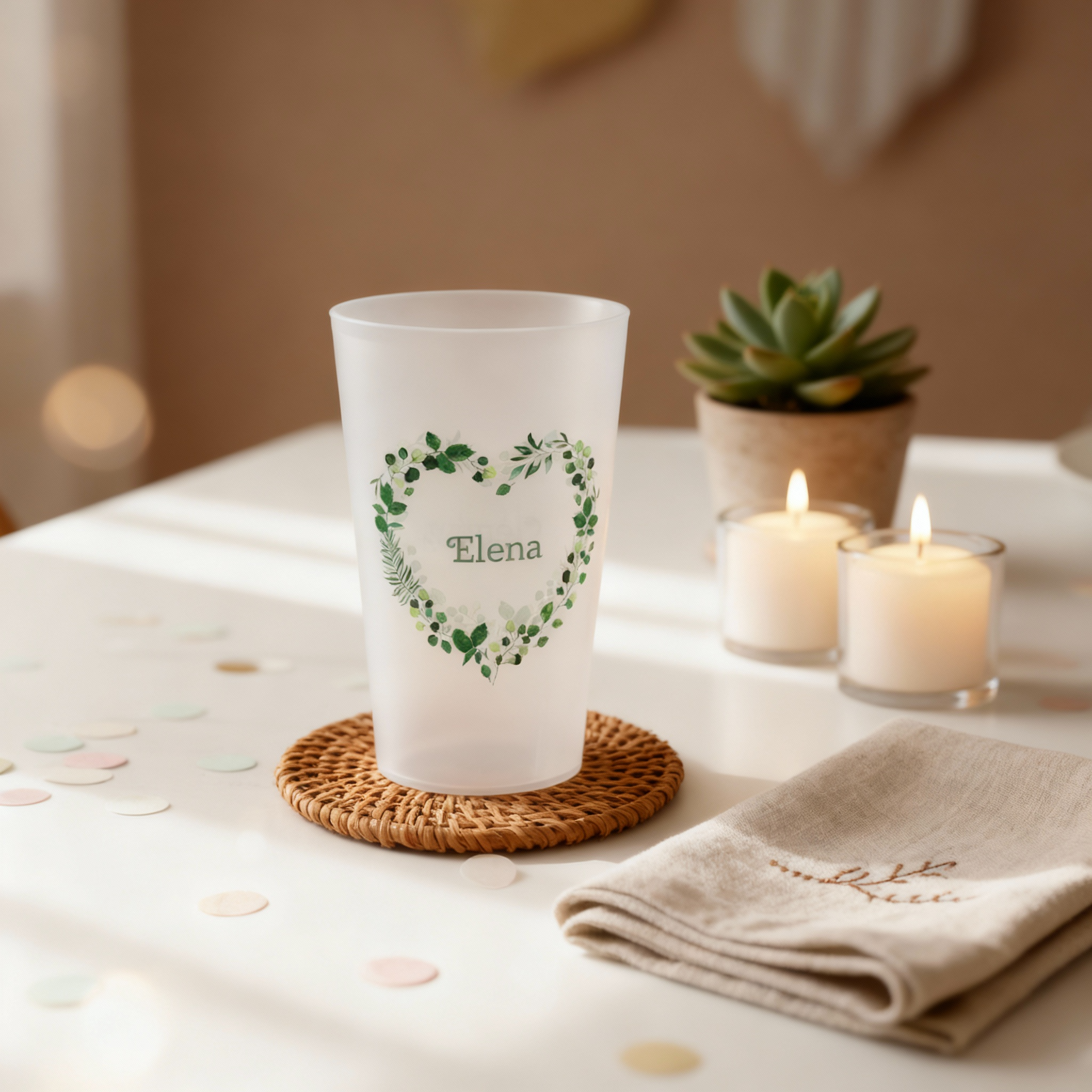 Gobelet personnalisé Mariage Cœur Nature