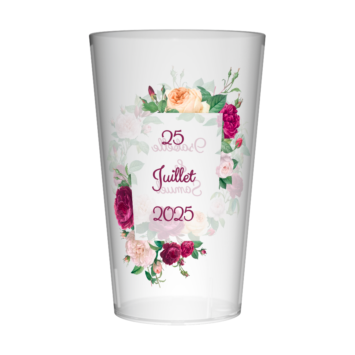 Gobelet personnalisé Mariage Trio de Pivoines