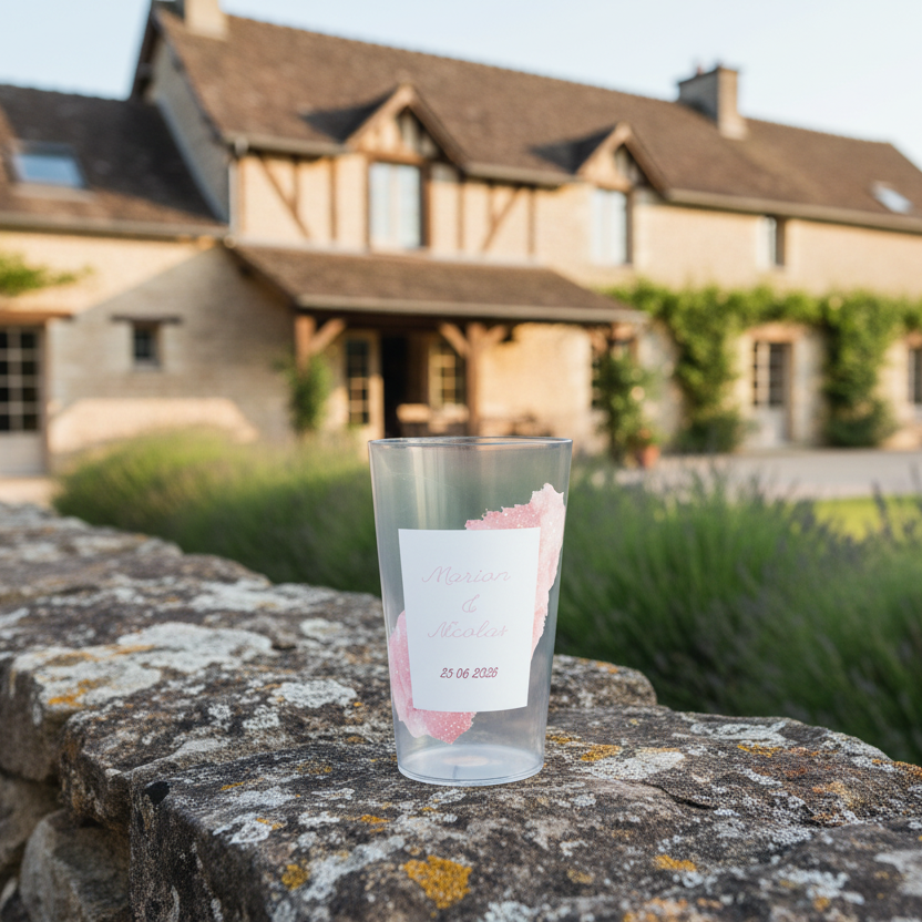 gobelet personnalisé mariage tache rose