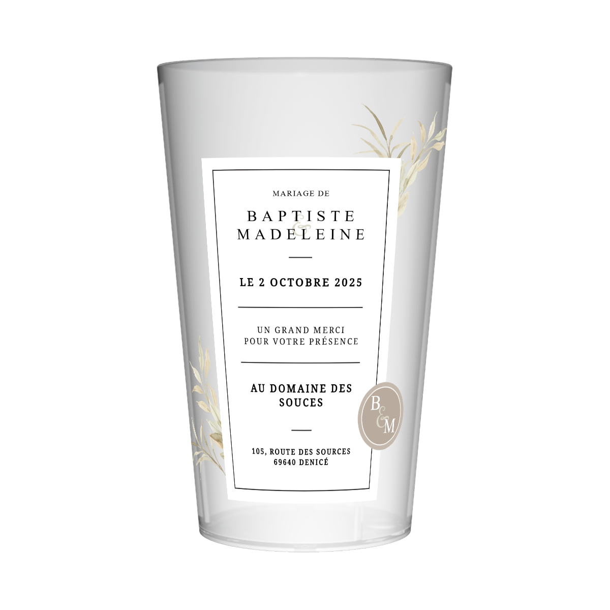 Gobelet personnalisé Mariage Illustration Exotique