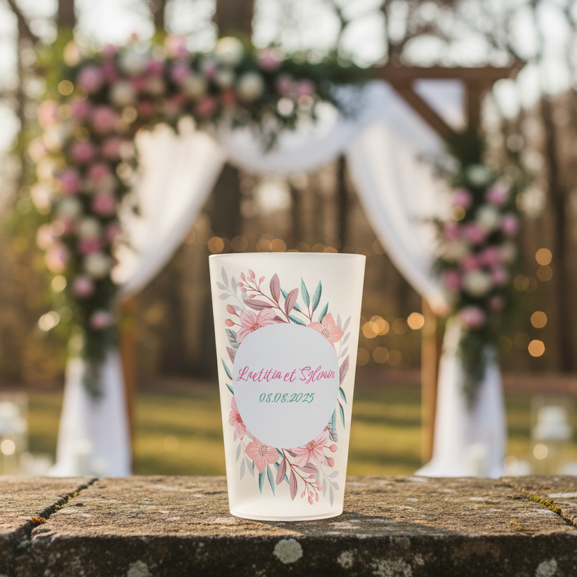 gobelet personnalise mariage rose