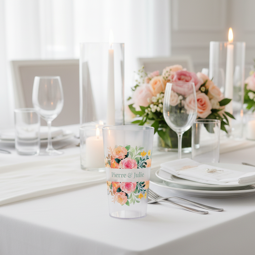 gobelet personnalise mariage bouquet coloré ambiance
