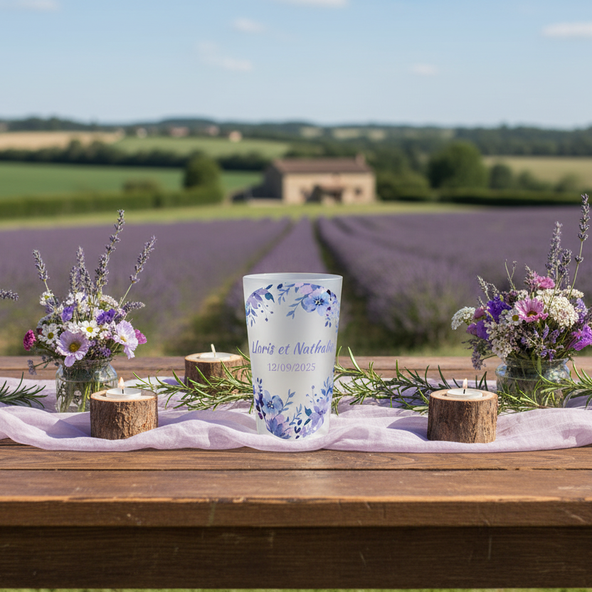 gobelet personnalise mariage champetre violet