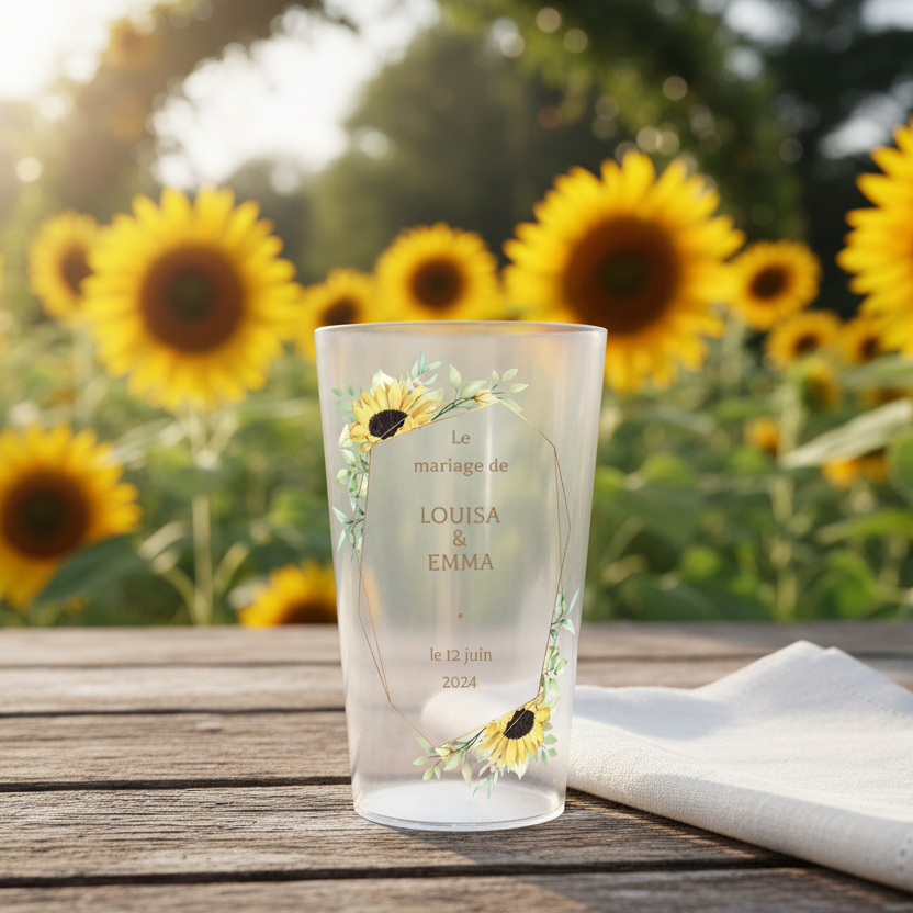 gobelet personnalise mariage tournesol ambiance