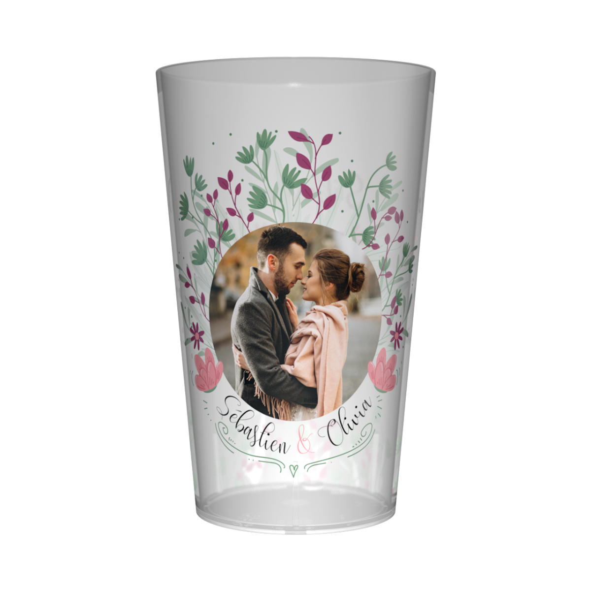 Gobelet personnalisé Mariage Photo Vert & Violet