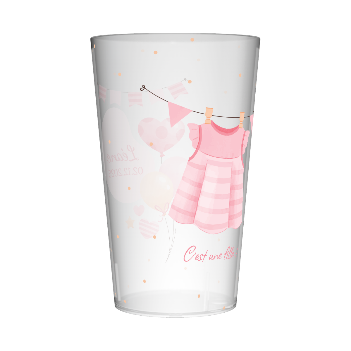 Gobelet personnalisé Naissance Ballons Roses