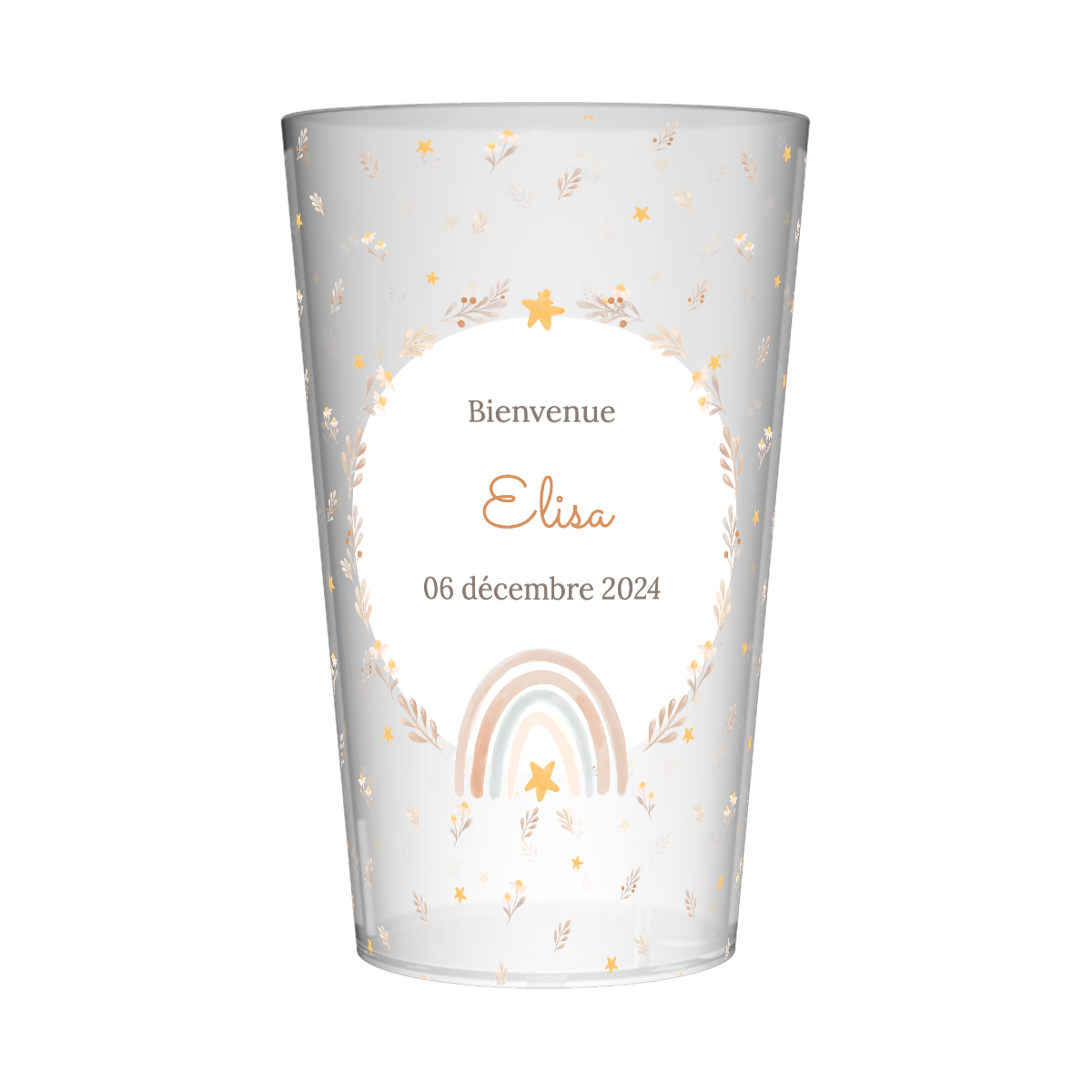 Gobelet personnalisé Naissance Fleurs & Étoiles