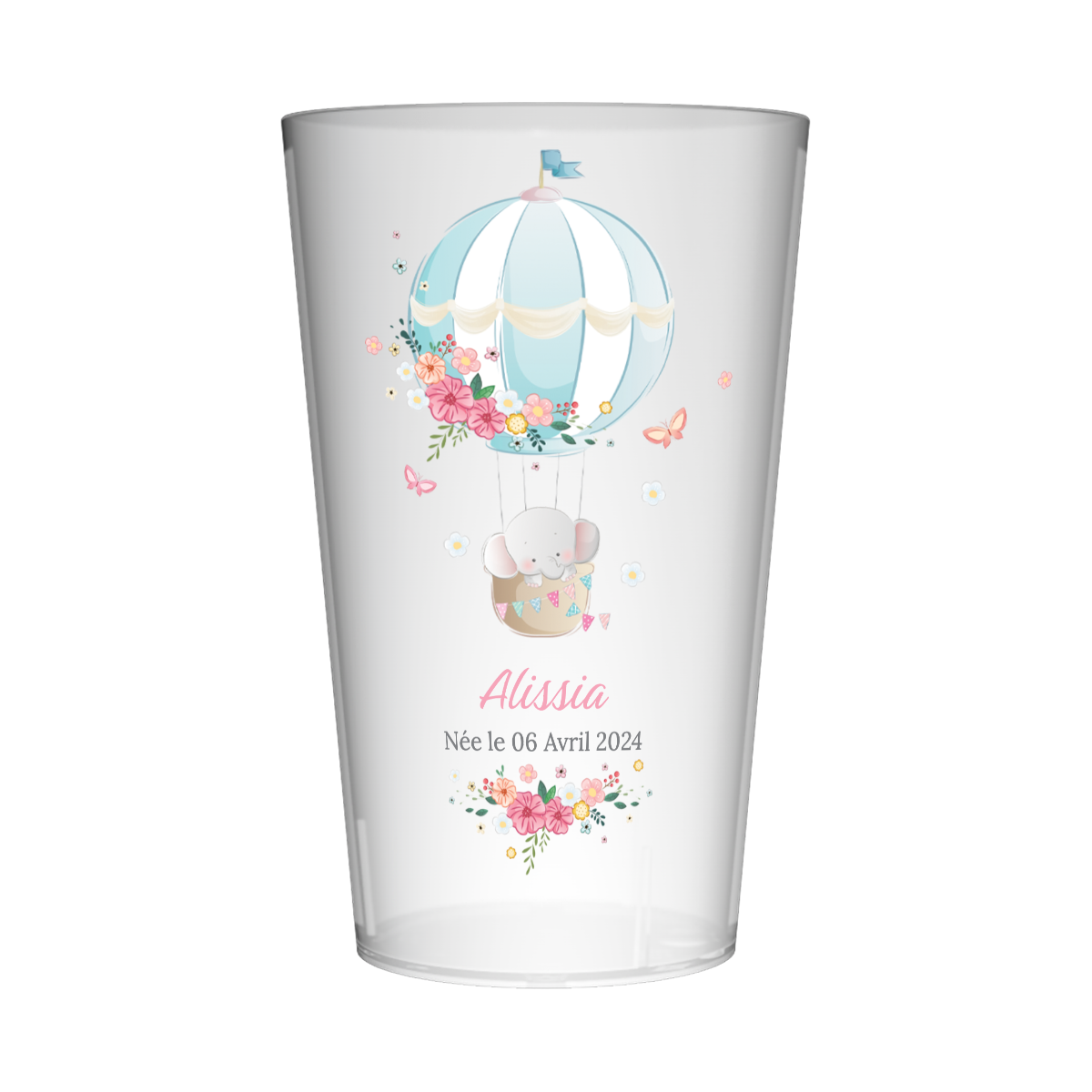 Gobelet personnalisé Naissance Montgolfière