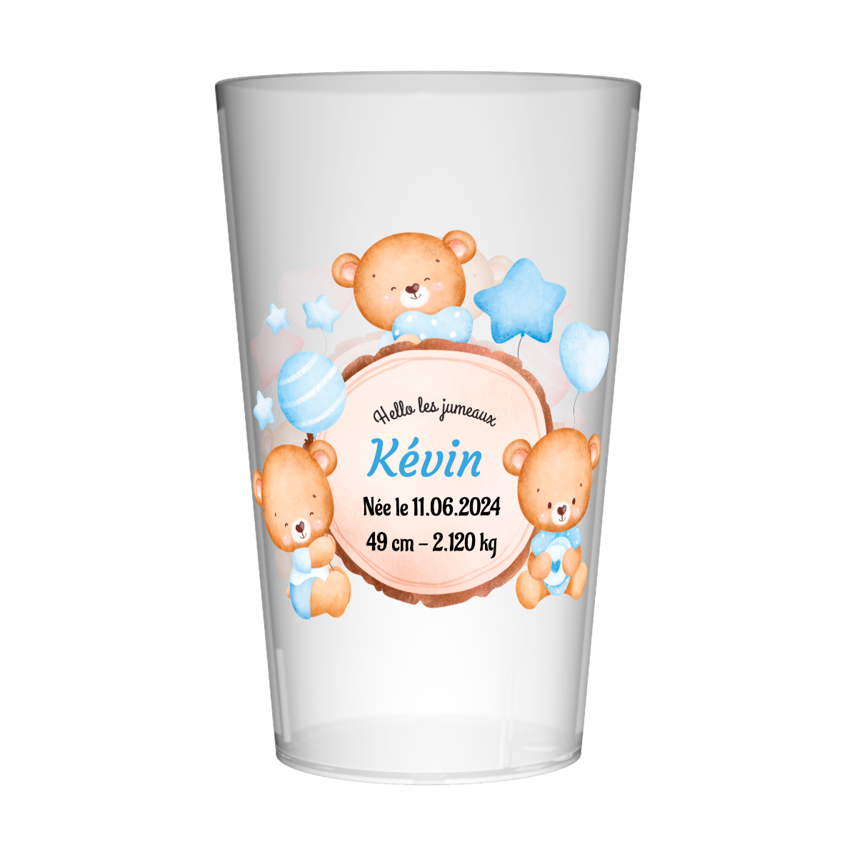 Gobelet personnalisé Naissance Ours & Jumeaux 3
