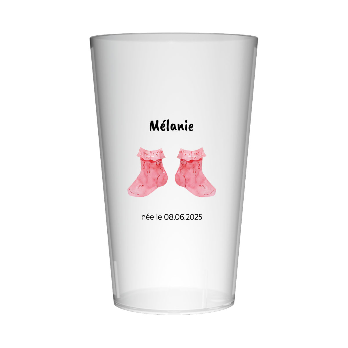 Gobelet personnalisé Naissance Chaussettes Roses