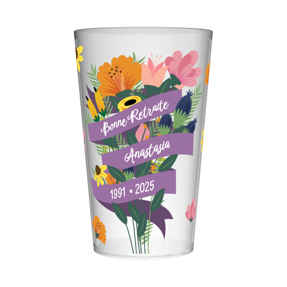 Gobelet personnalisé Retraite Bouquet Fleurs