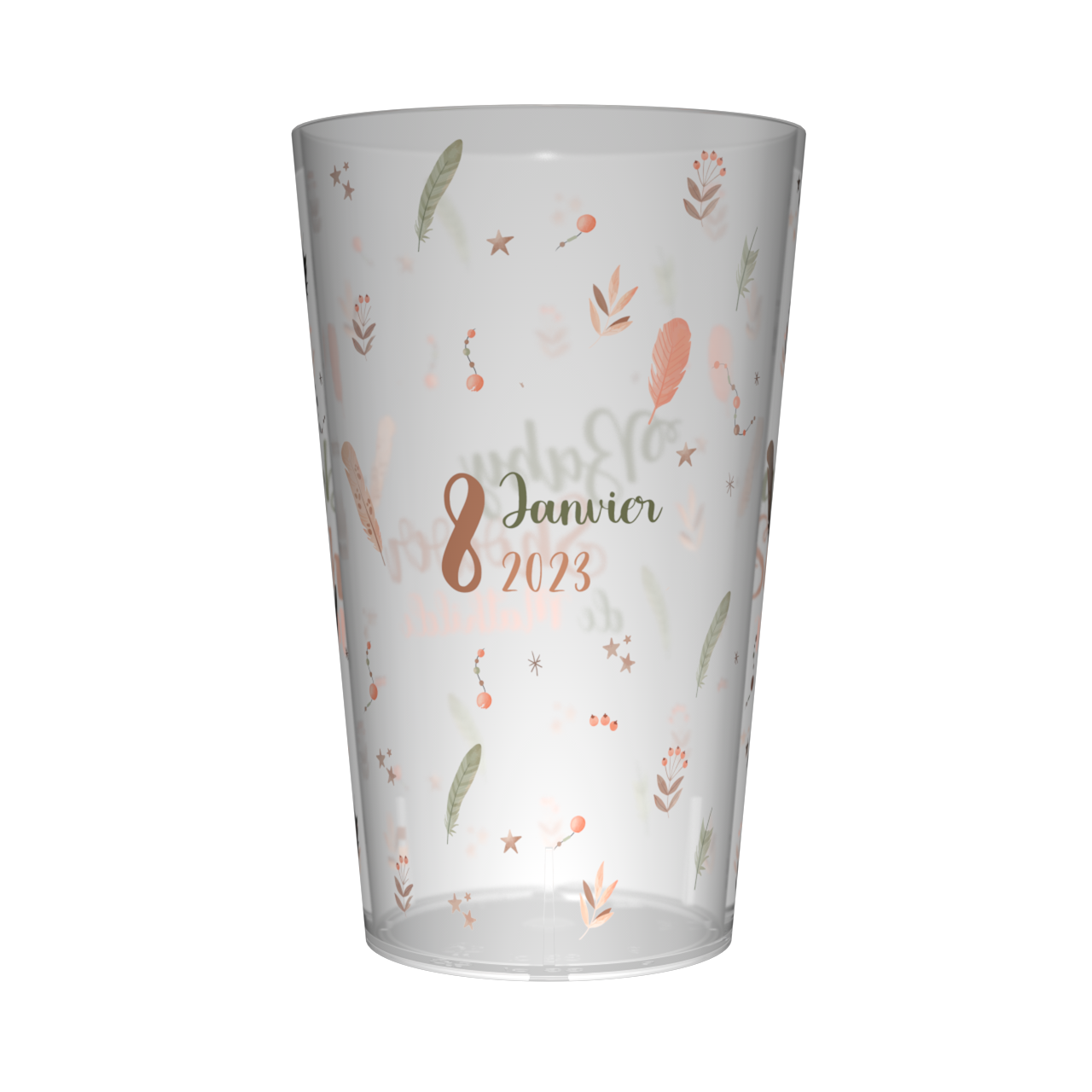 Gobelet personnalisé Baby Shower Plumes Bohème 2