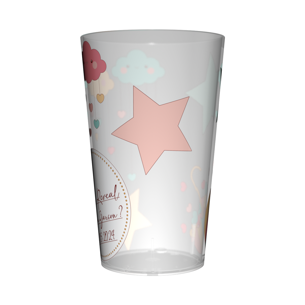 Gobelet personnalisé Gender Reveal Nuages & Etoiles 2