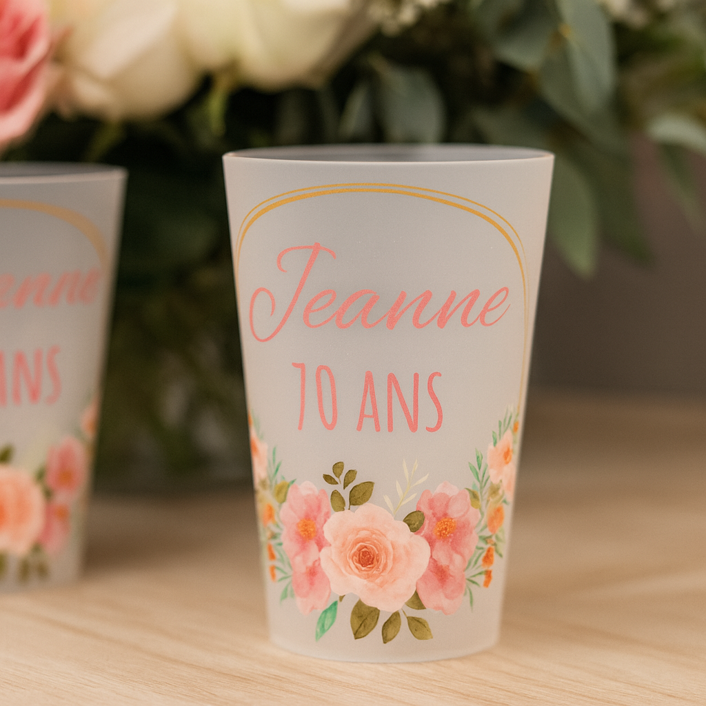 gobelet personnalisé anniversaire couronne fleurs