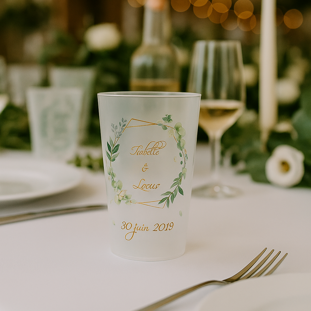 Gobelet personnalisé Mariage Encadrement Vert