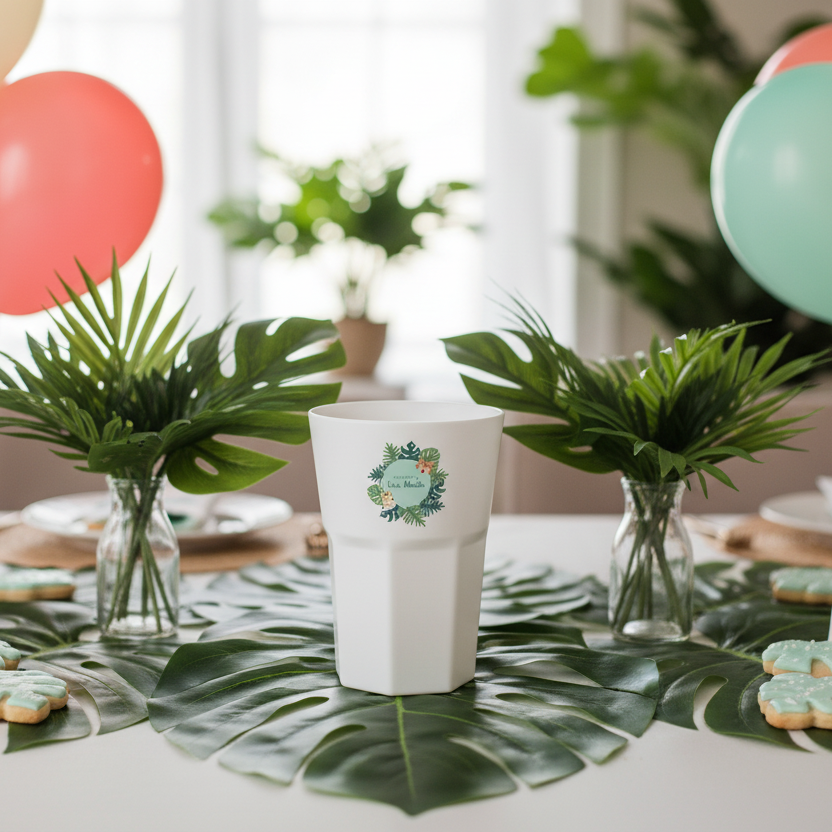 verre mojito personnalise blanc bapteme tropical ambiance