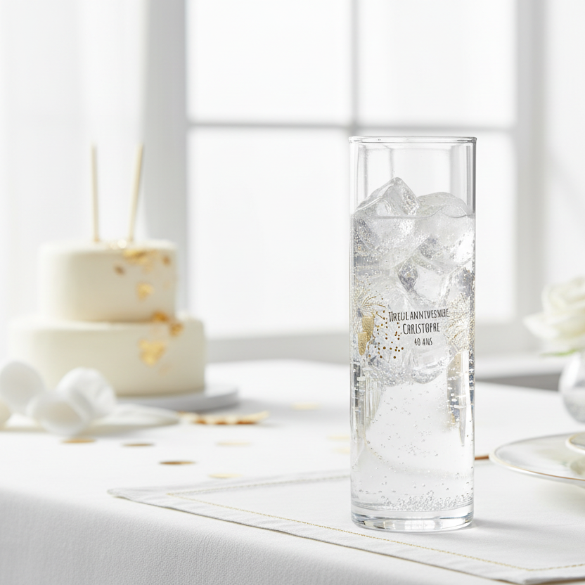 verre tube personnalise anniversaire champagne ambiance
