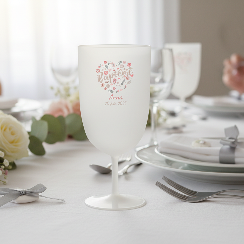 verre à vin personnalise events bapteme coeur rose ambiance