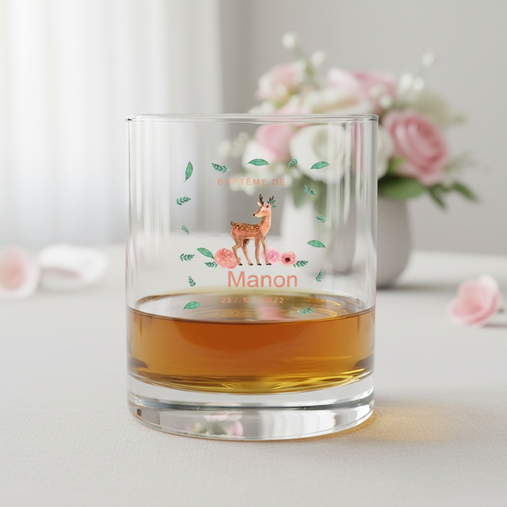 verre whisky personnalise baptême faon