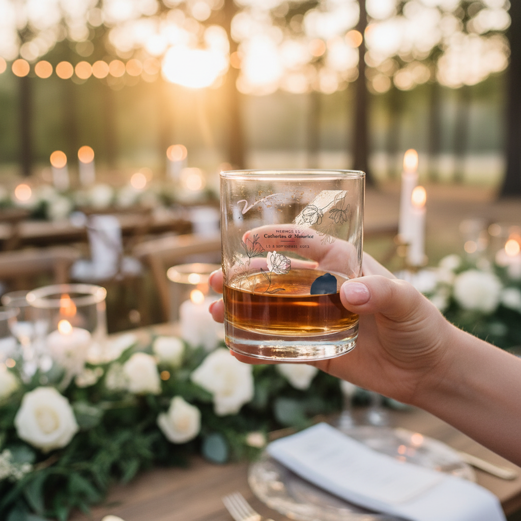 verre à whisky personnalise mariage champetre et moderne ambiance