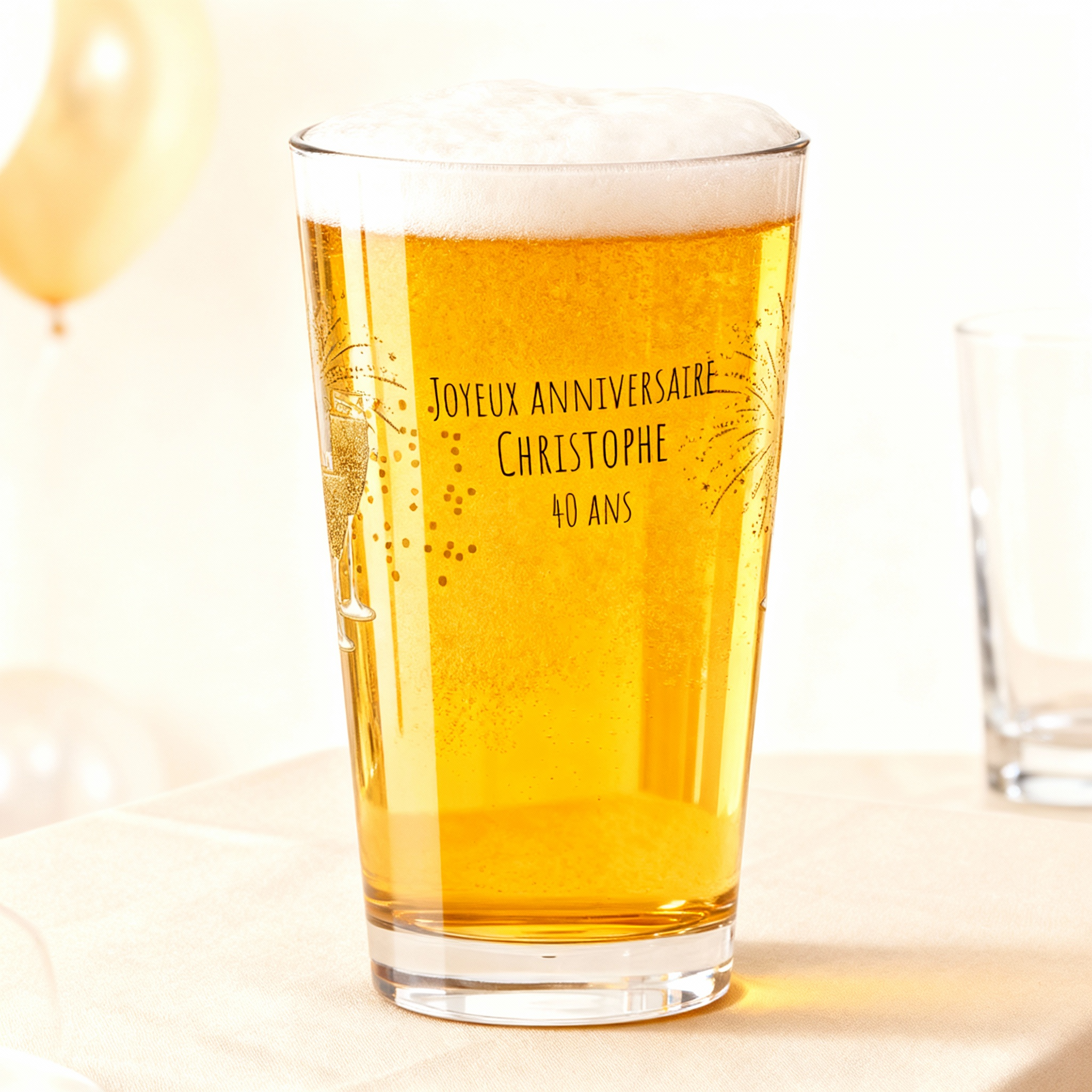 Verre à bière personnalisé Pinte en verre - Anniversaire Cheers ambiance
