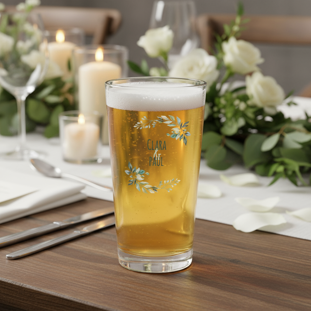 Verre à bière personnalisé Mariage Paix