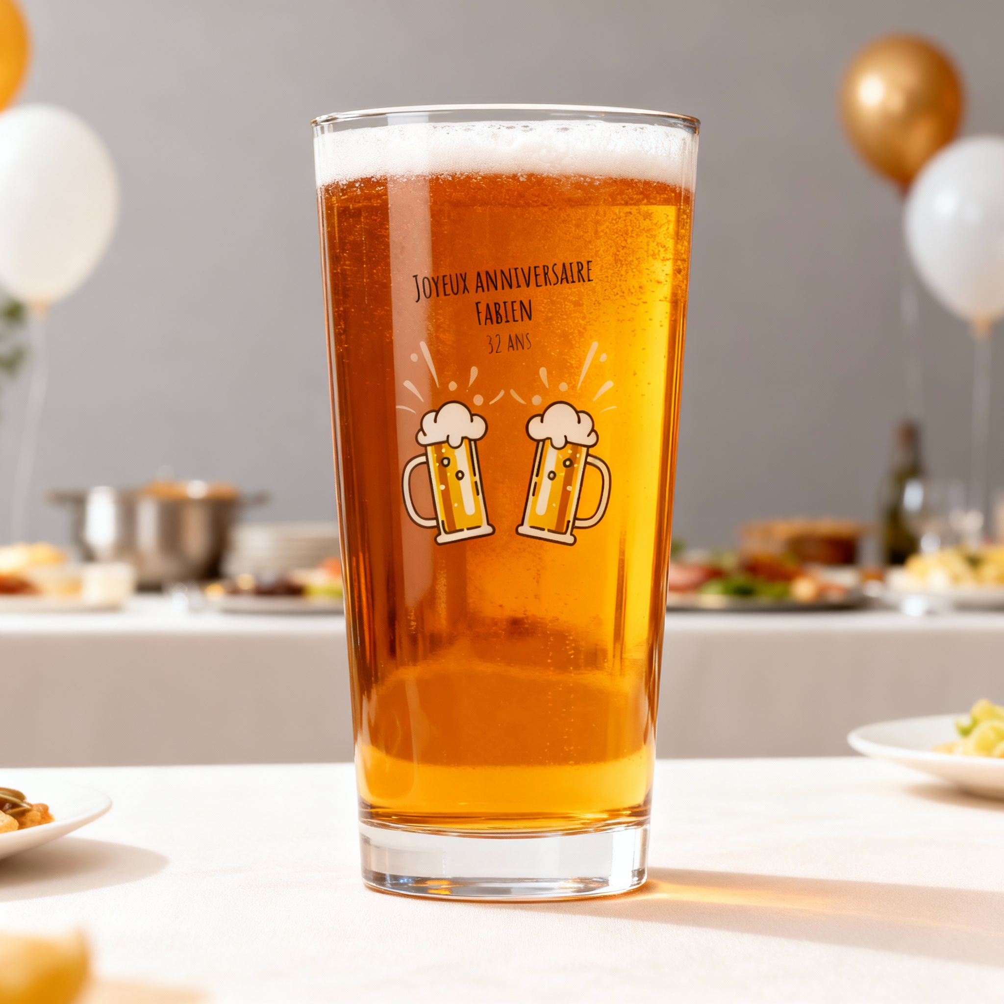 Verre à bière personnalisé Pinte en verre - Anniversaire Bières ambiance