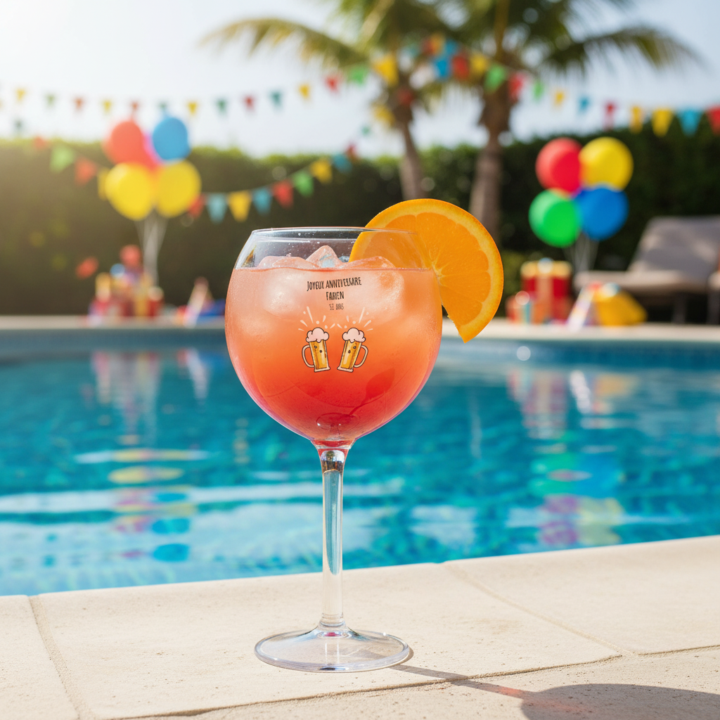 verre piscine personnalise ambiance anniversaire biere