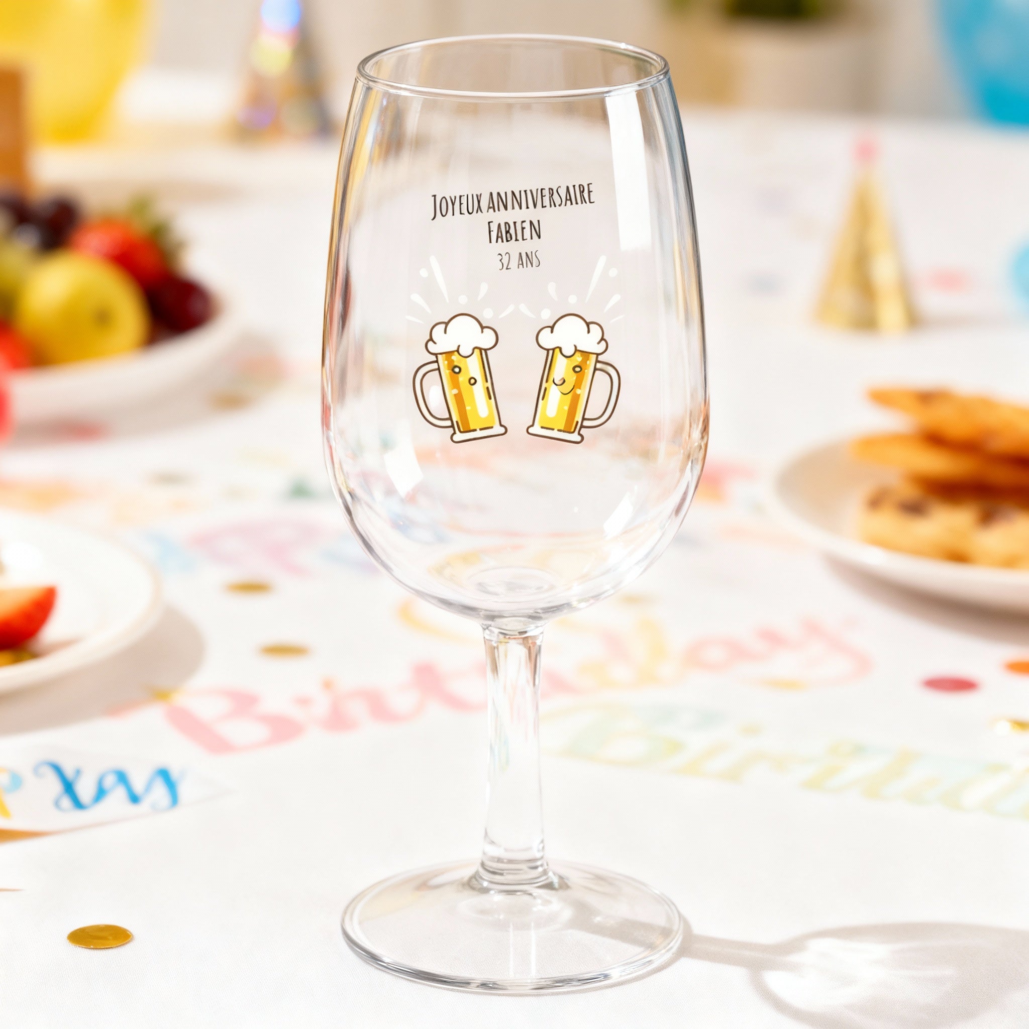 Verre à vin Syrah personnalisé Anniversaire Bières