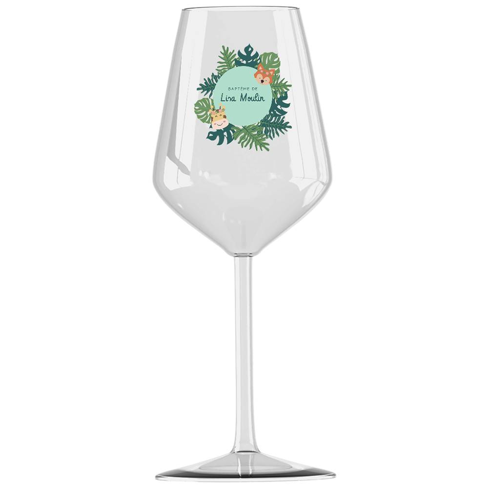 Verre à vin cabernet en verre personnalisé - Baptême Tropical