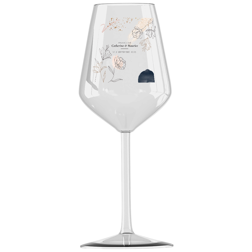 Verre à vin cabernet en verre personnalisé - Mariage Moderne Champêtre