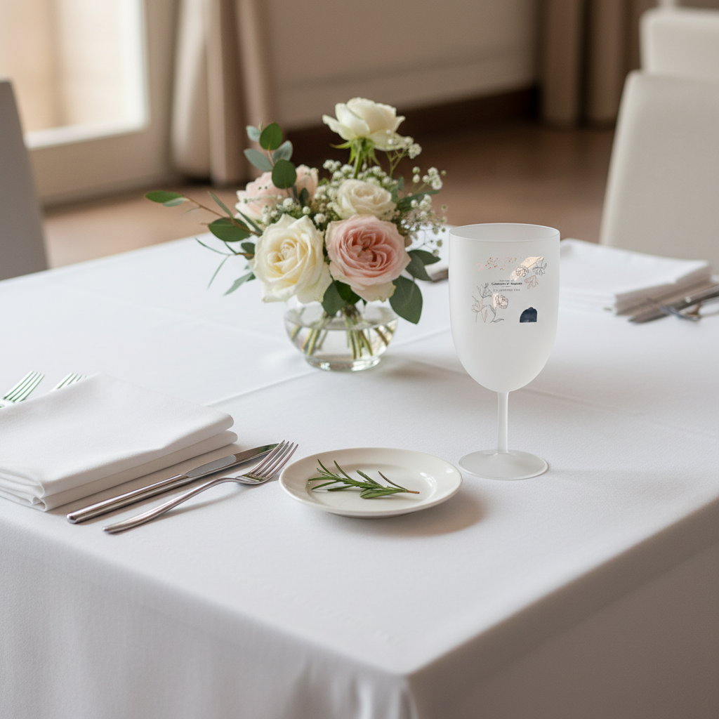 Verre à vin personnalisé en plastique - Mariage Moderne Champêtre ambiance