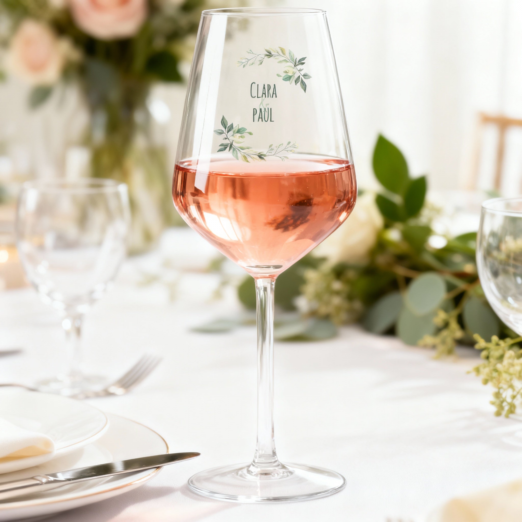 Verre à vin en verre personnalisé Mariage Paix
