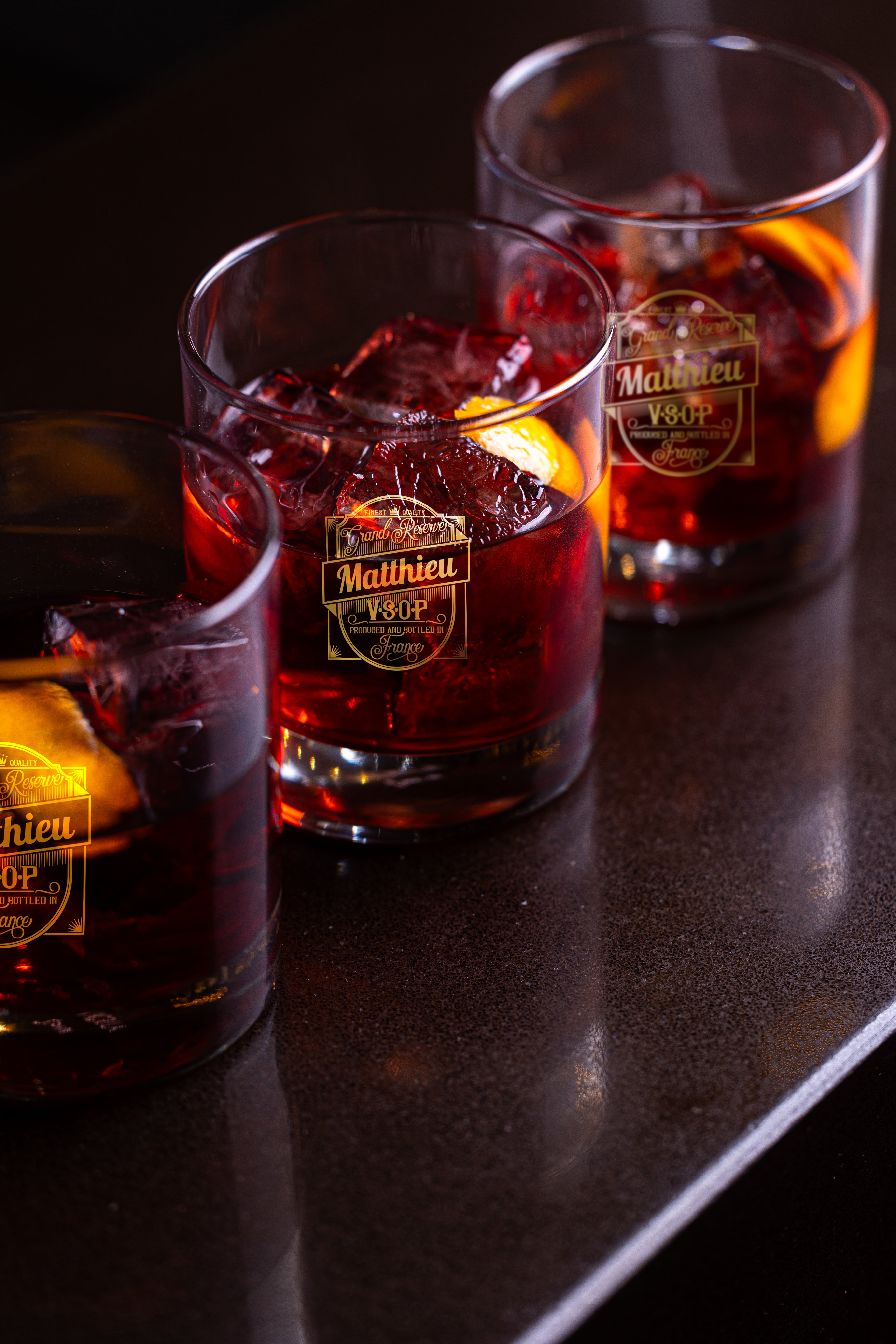 Verre à whisky personnalisé en verre - Fête des pères Etiquette Marron