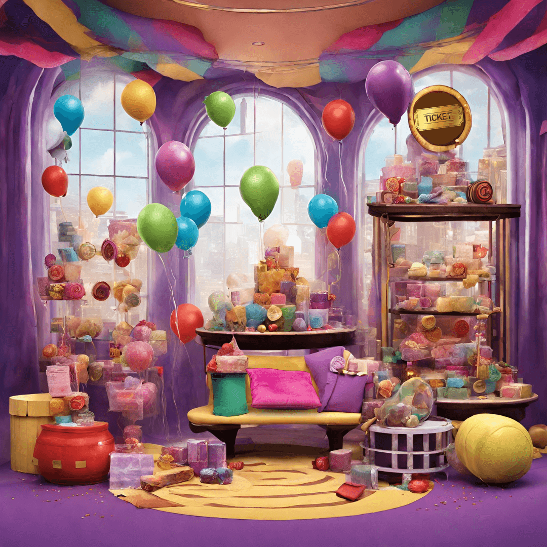 Décoration d’anniversaire sur le thème Willy Wonka