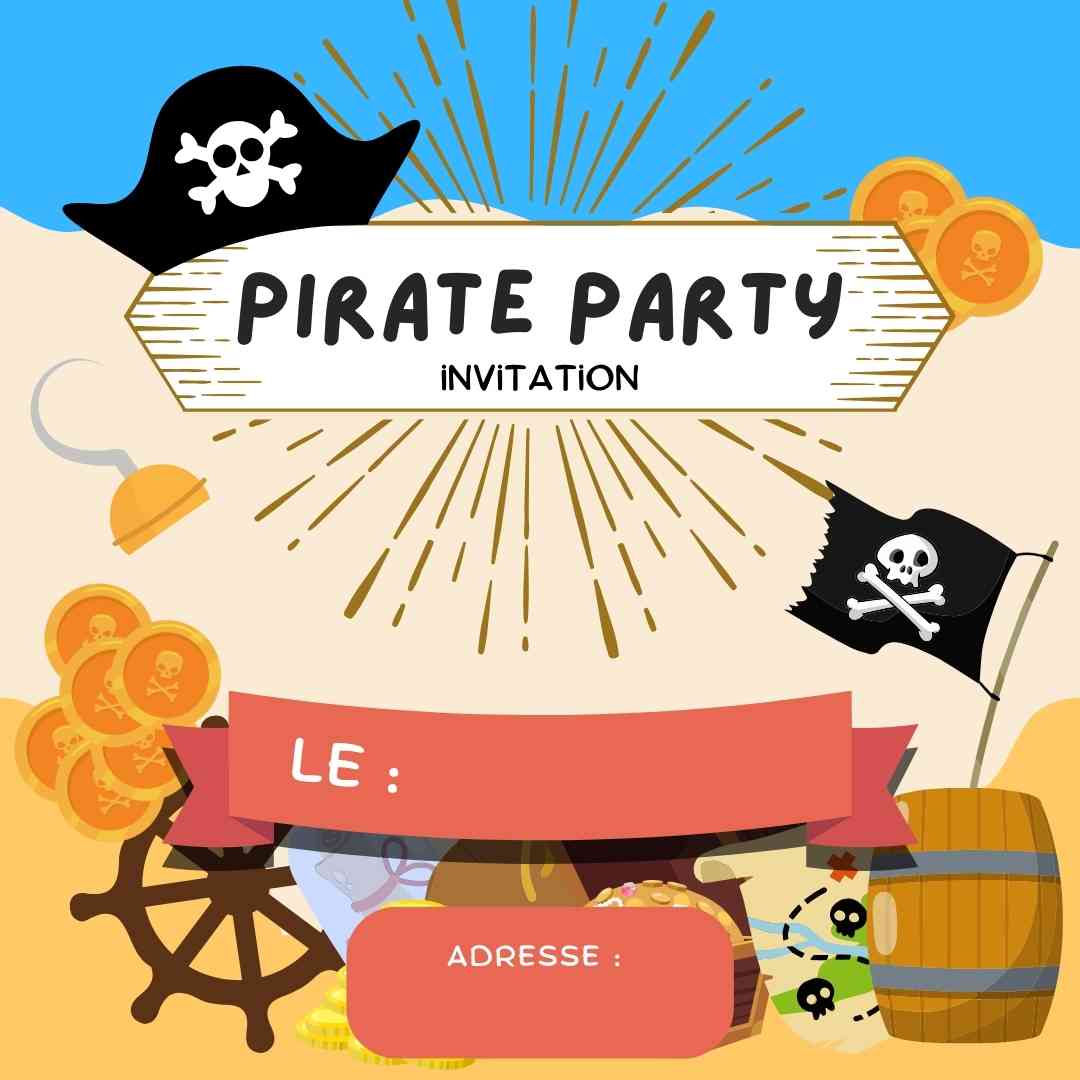 carte invitation anniversaire pirate