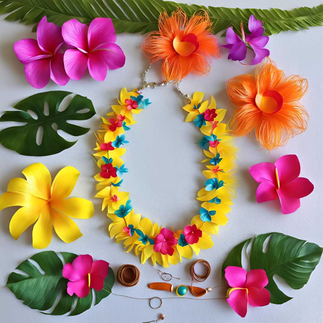 atelier création de collier de fleurs hawaïennes pour un anniversaire vaiana