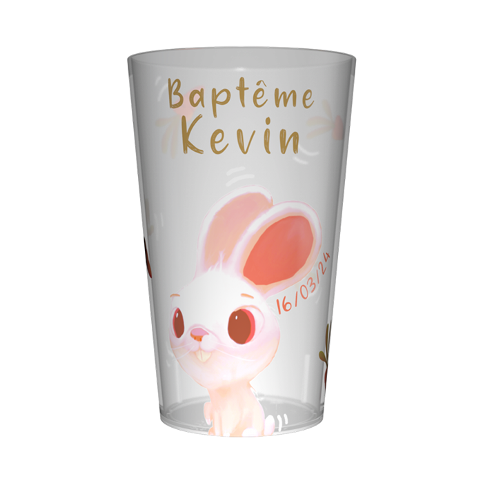 gobelets personnalisés pour un thème de baptême fille lapin