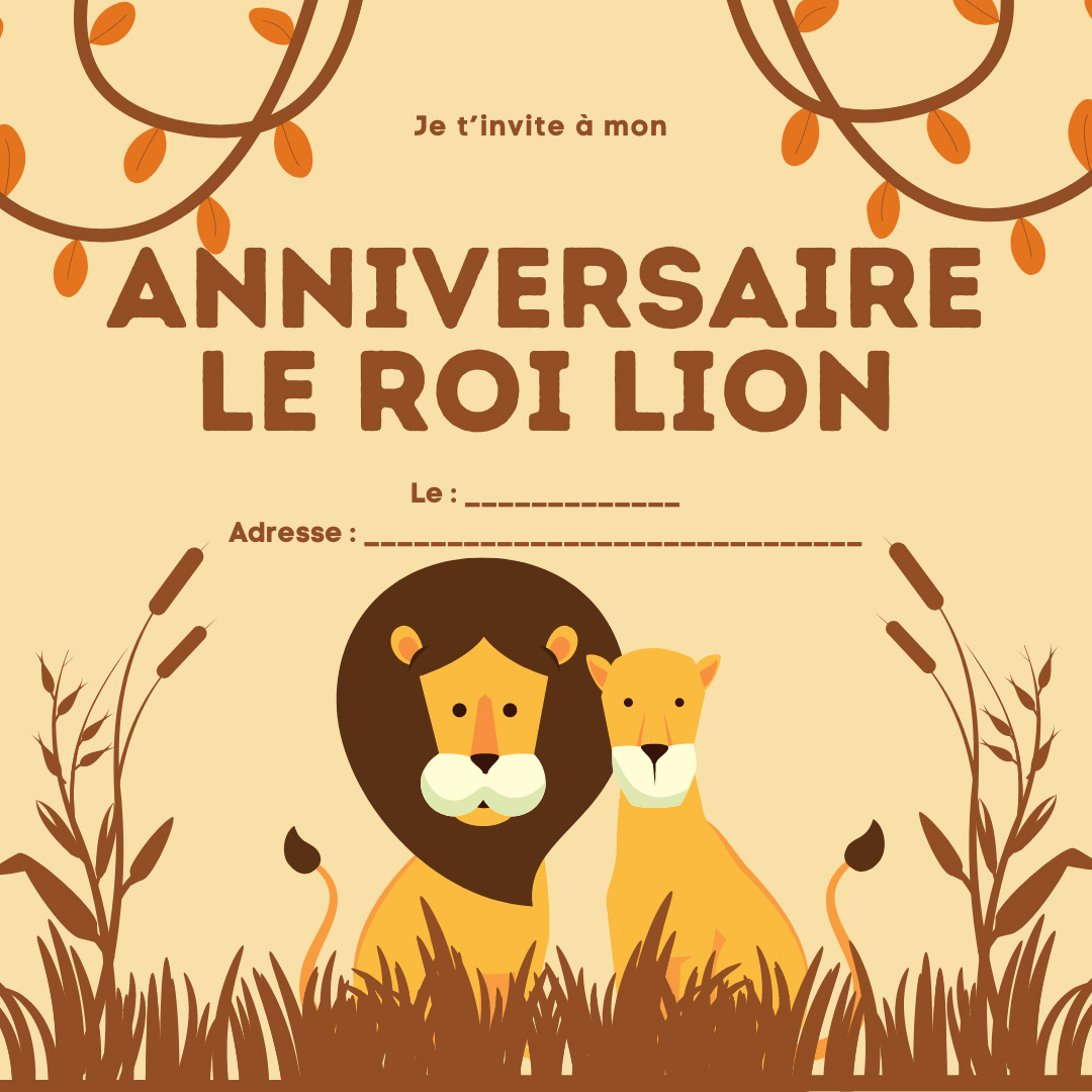 invitation d’anniversaire Le Roi Lion