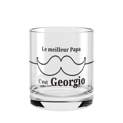 Verre à whisky personnalisé en verre - Fête des pères Moustache